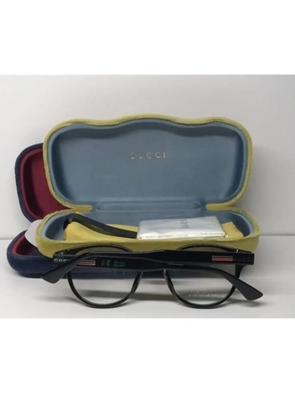 New Authentic Gucci GG0827O 001 Black Round Eyeglasses - Picture 5 of 12